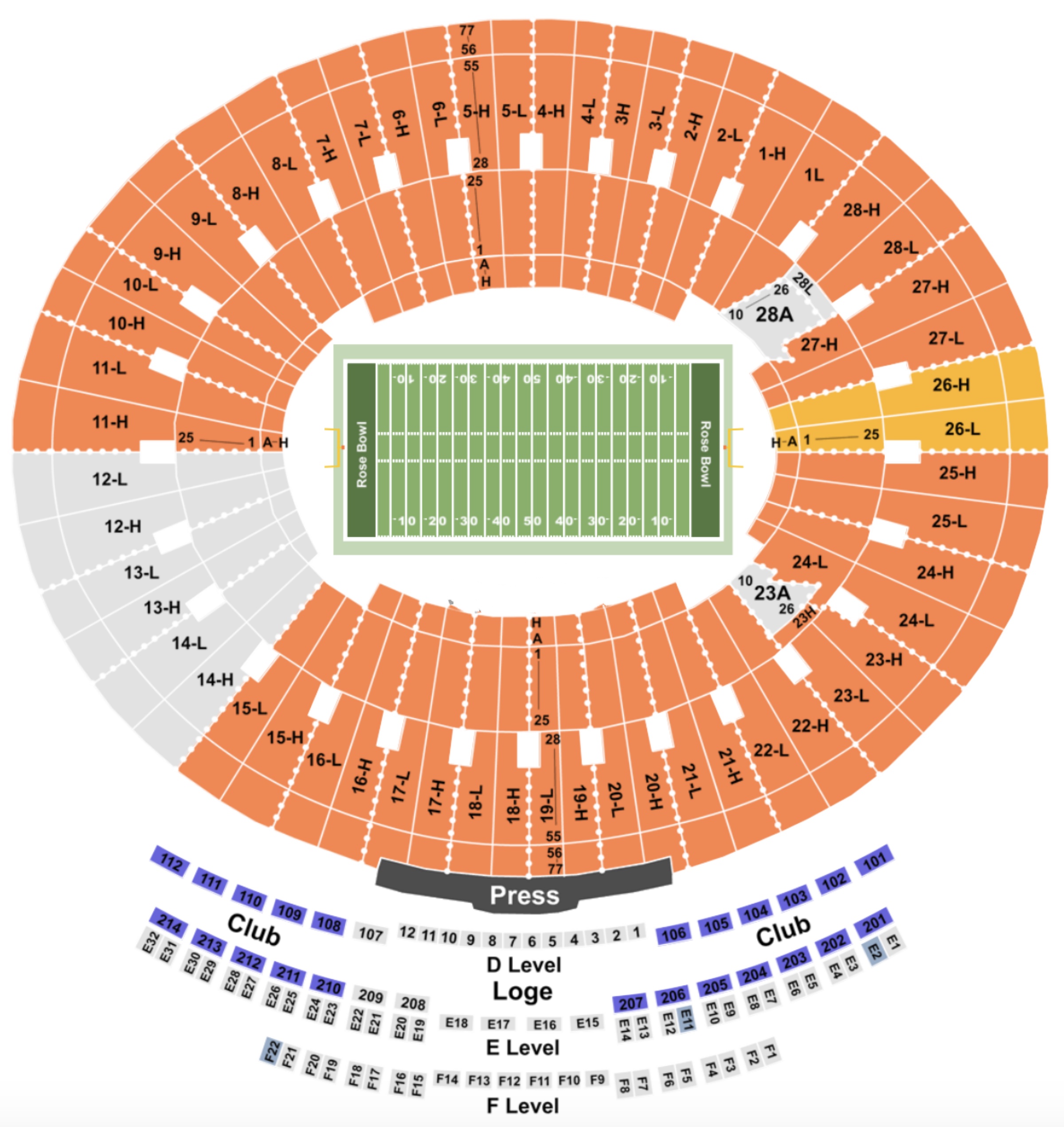 Rose Bowl Seating Chart